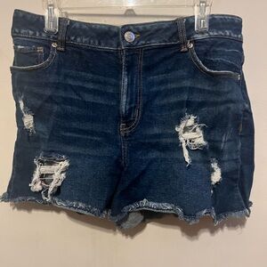 Maurices Dark Blue Distressed Jean Shorts